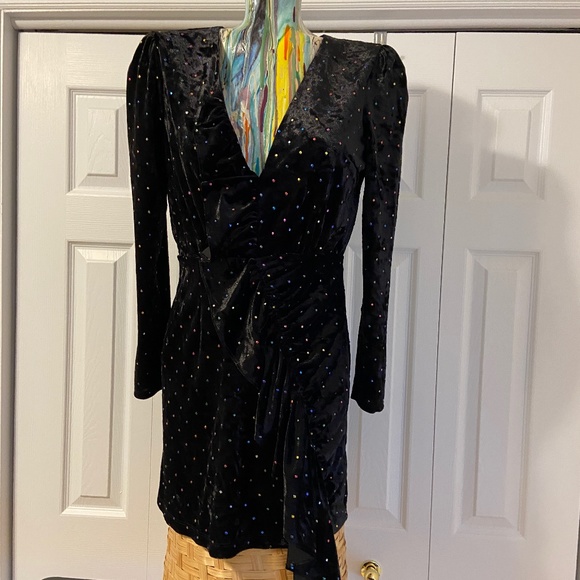 NWOT Topshop Petite Black Velvet Open-Back Dress, Petite size 8 - Picture 5 of 16